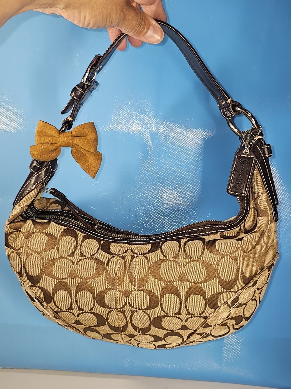 Vintage Coach Soho Signature Hobo Bag Canvas/Leather Brown 10074 Y2K NWOT!!